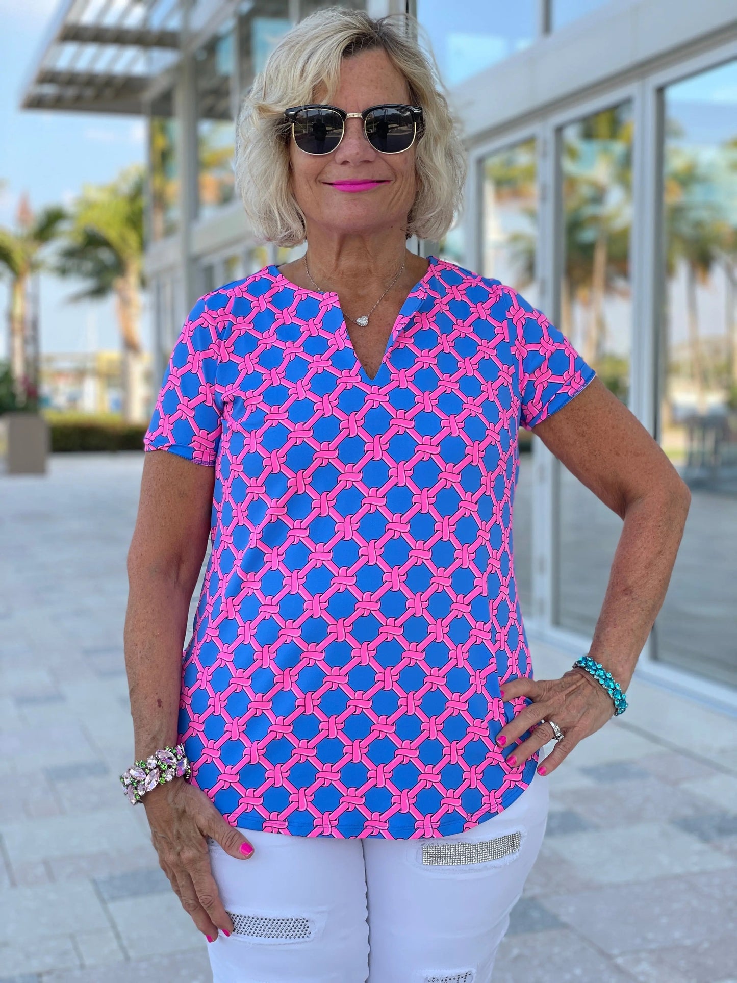 PINK SPADE SHORT SLEEVE TOP