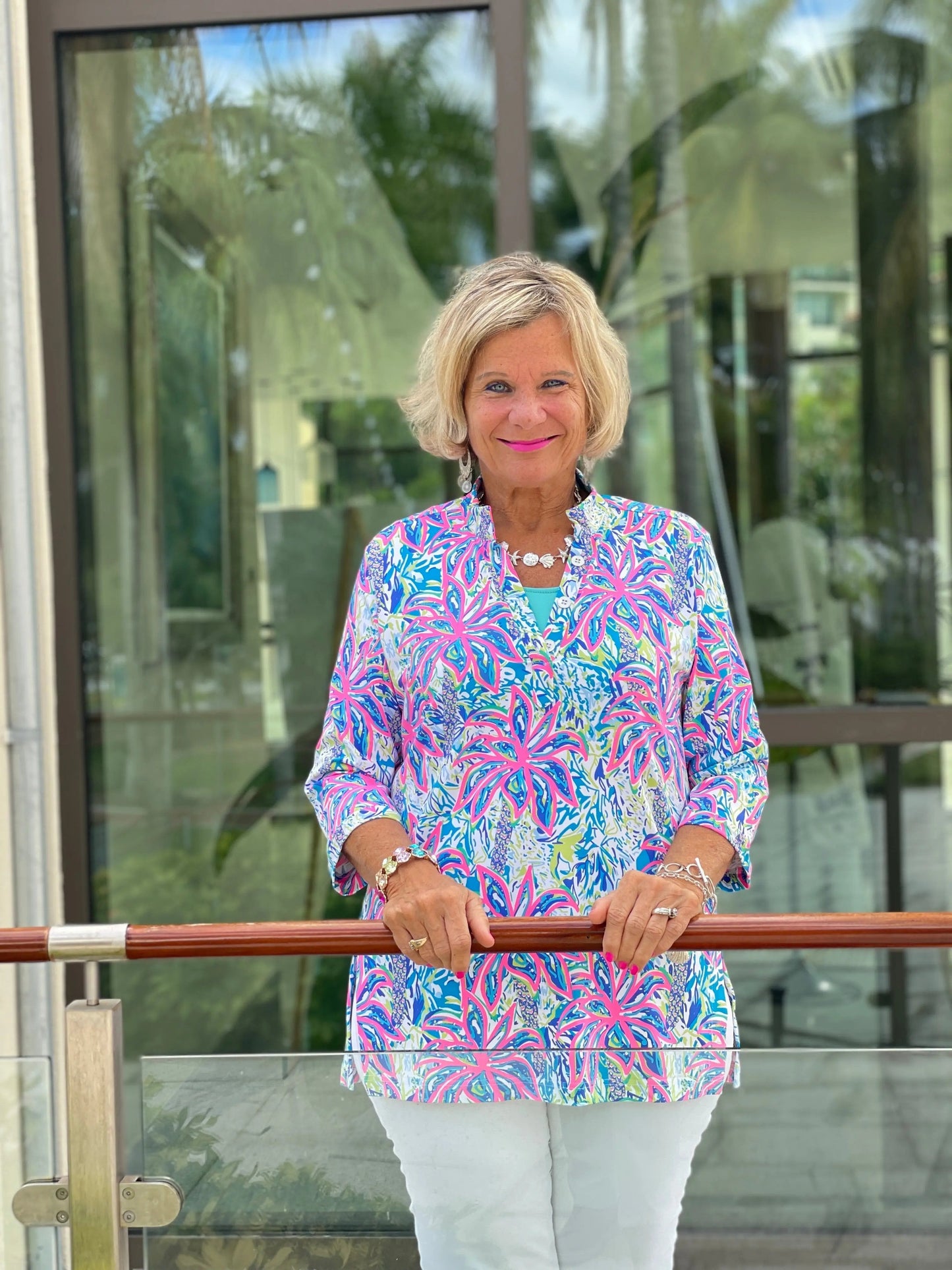 PINK PALM TREE BEACH TUNIC