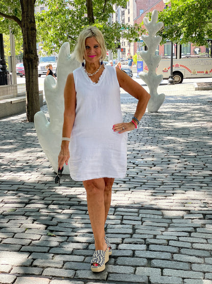 LULU-B WHITE LINEN DRESS