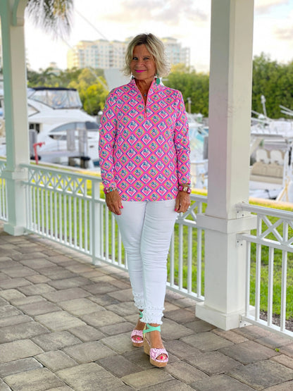 PALM TREE SIESTA HALF ZIPPER
