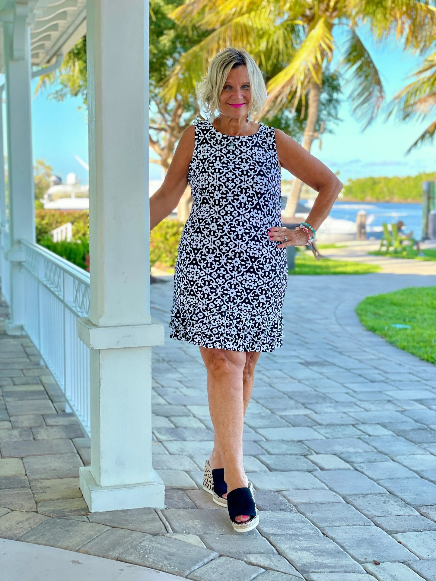 NAPLES DAY SHIFT RUFFLE DRESS