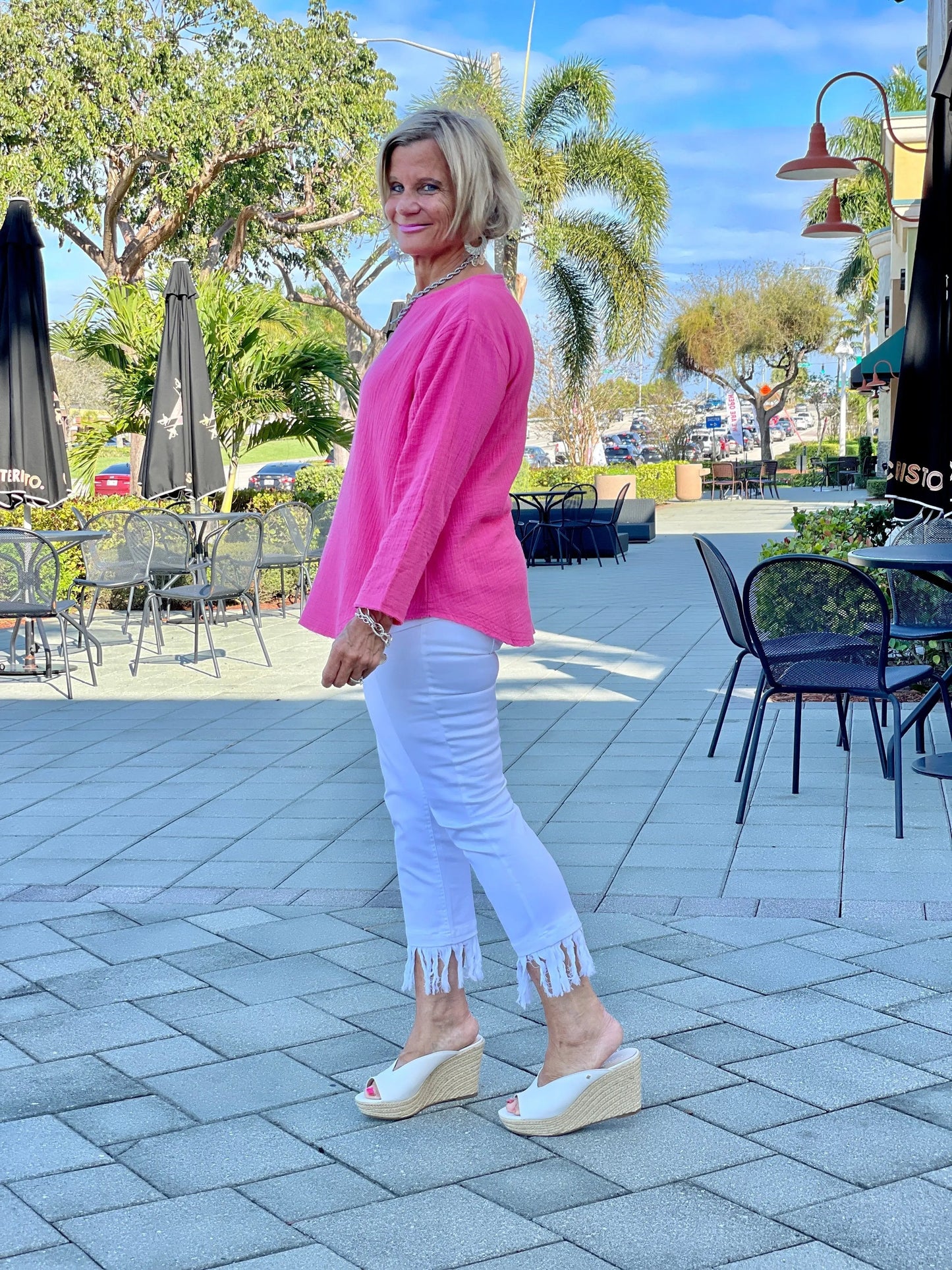PINK LONG WAFFLE COTTON