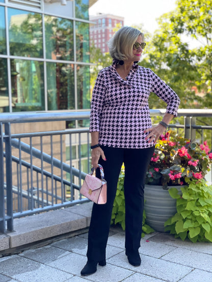 PINK HOUNDSTOOTH RUFFLE