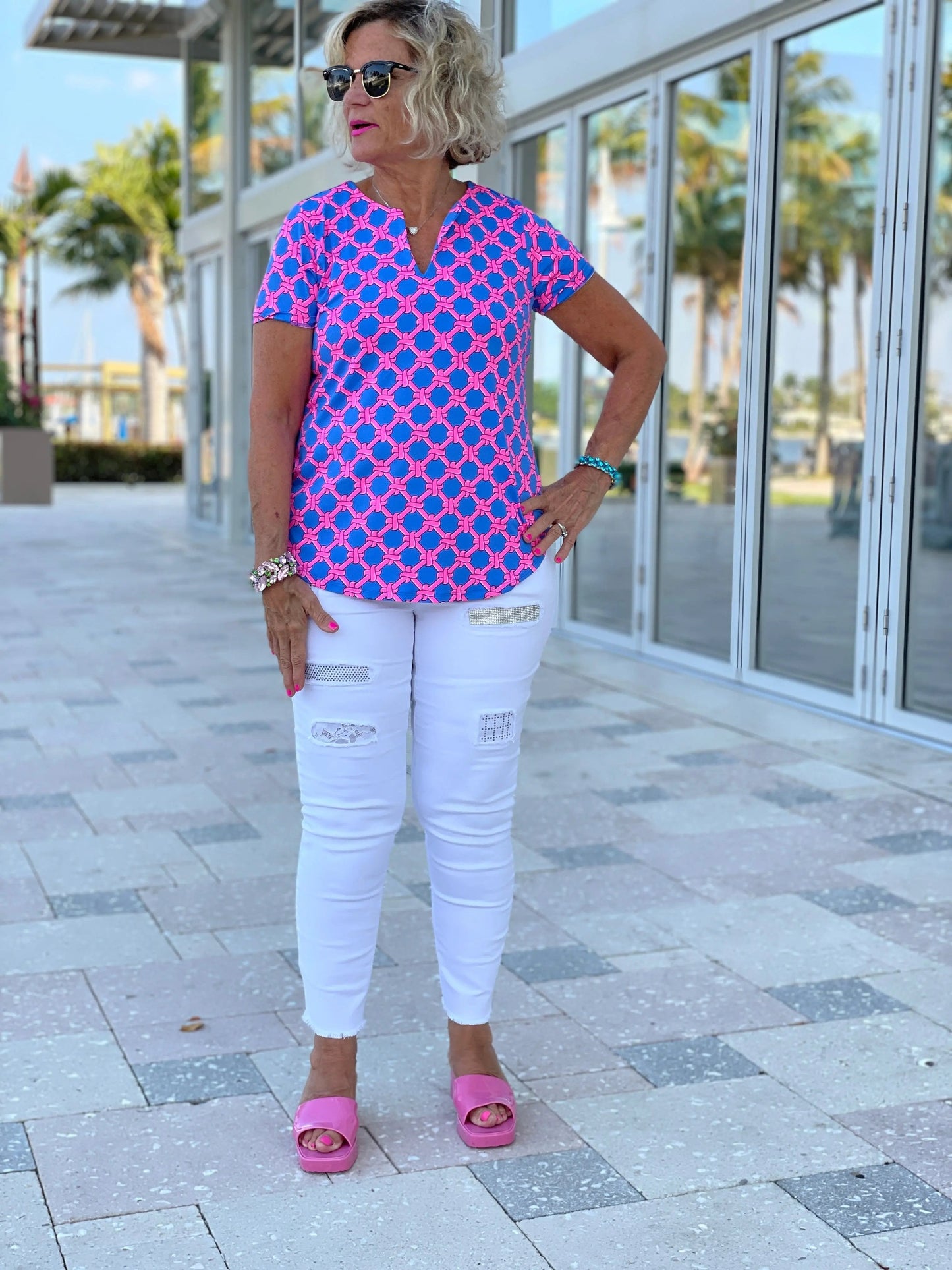 PINK SPADE SHORT SLEEVE TOP
