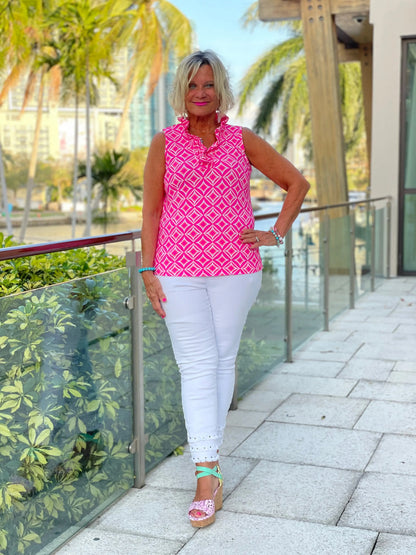 PINK DIAMONDS SLEEVELESS RUFFLE