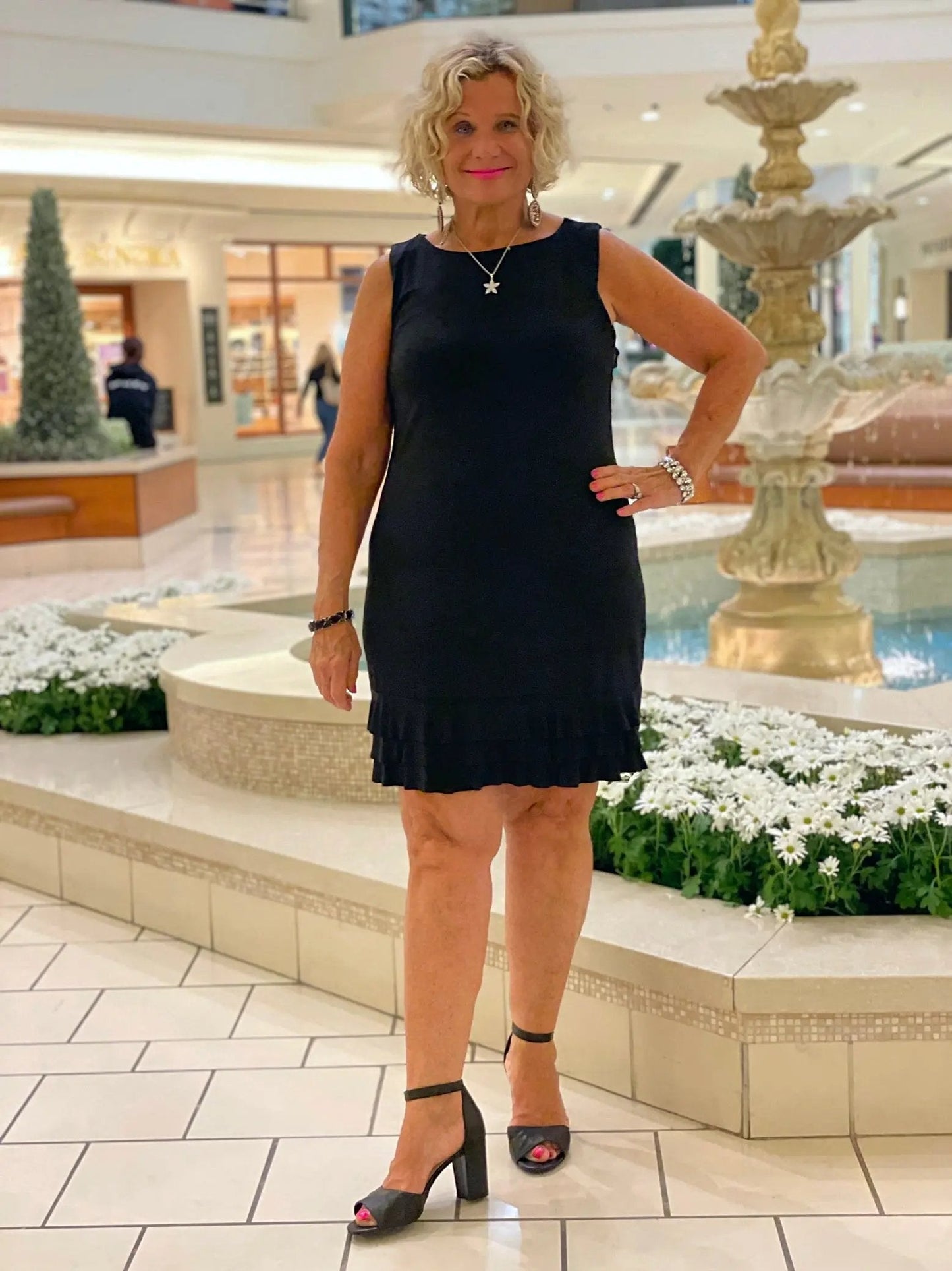SIERRA BLACK SHIFT RUFFLE DRESS