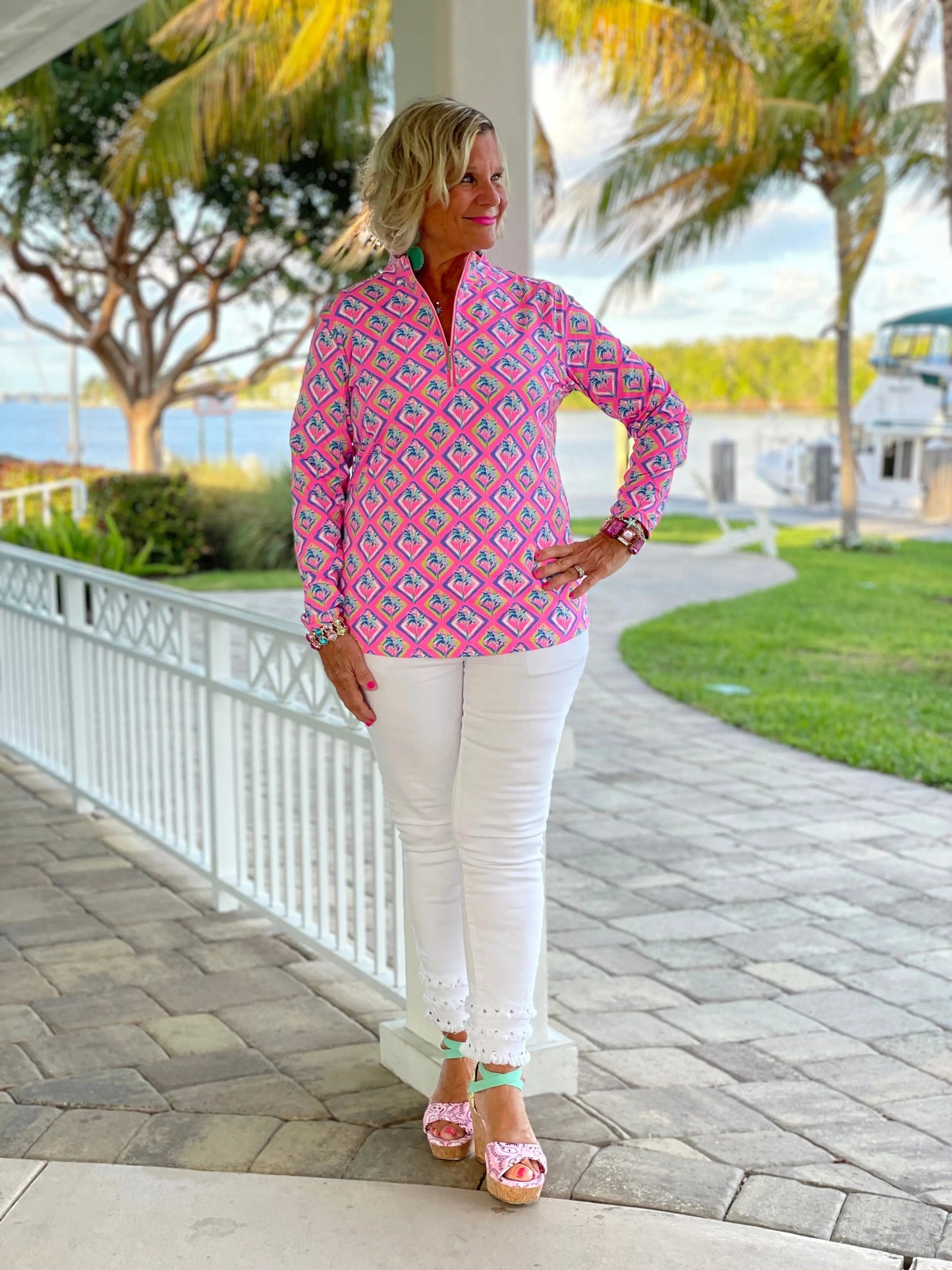 PALM TREE SIESTA HALF ZIPPER
