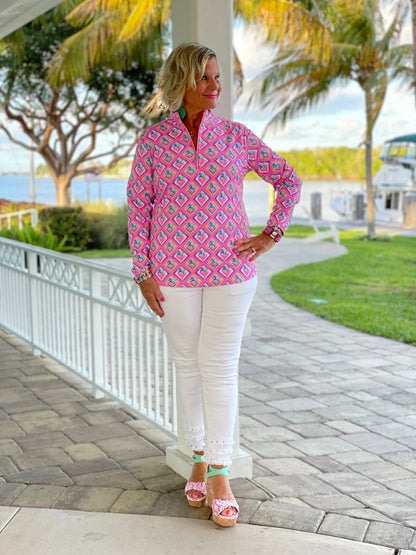 PALM TREE SIESTA HALF ZIPPER