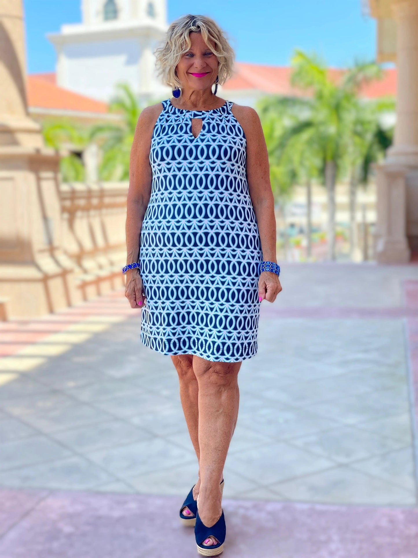 MELINA BLUE KEYHOLE DRESS