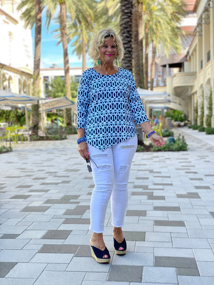 MELINA BLUE ASYMMETRIC TOP