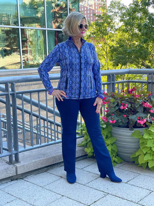 SAVANNA BLUE FULL ZIPPER TOP