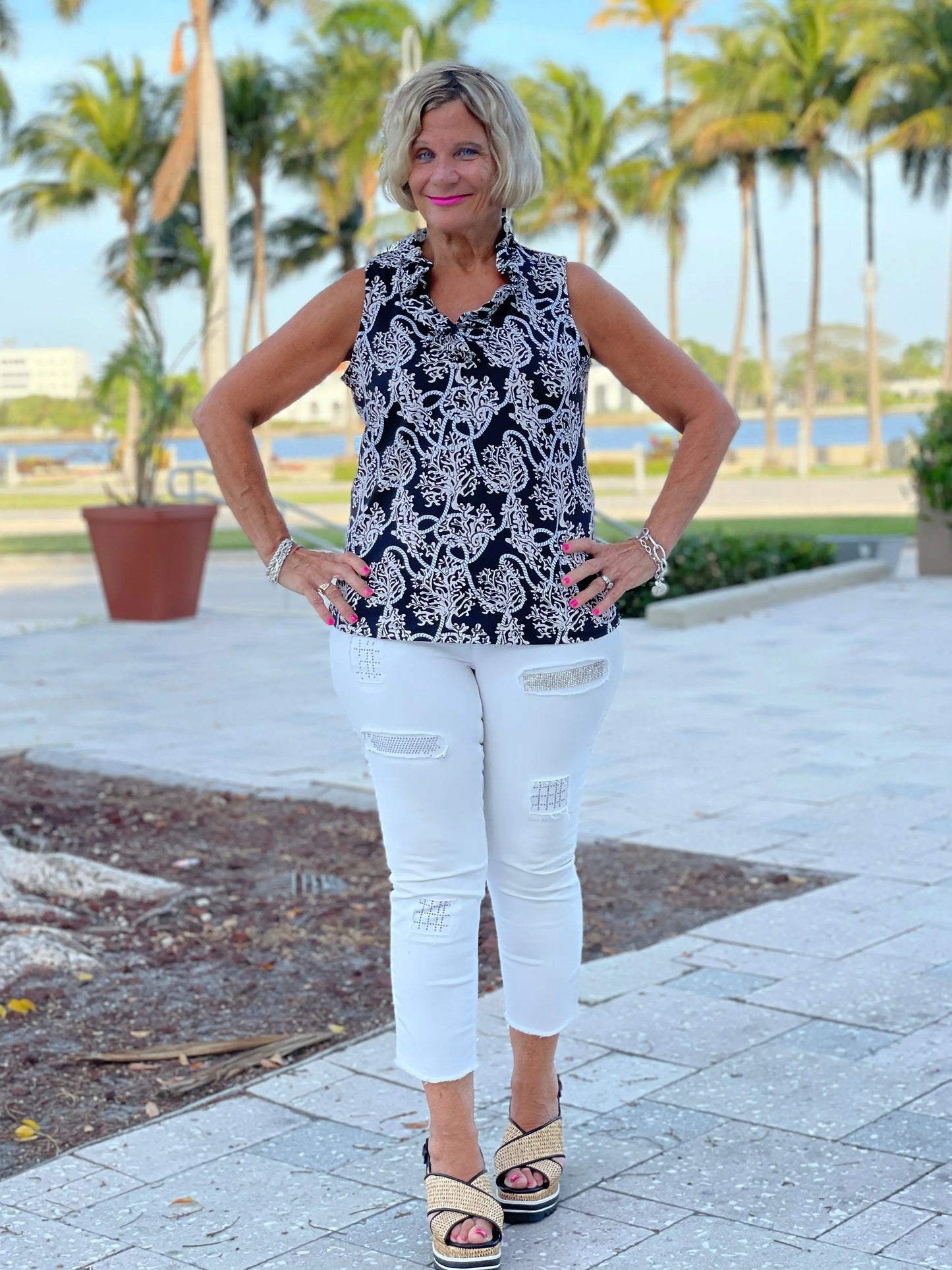 NAUTICAL LANE SLEEVELESS RUFFLE