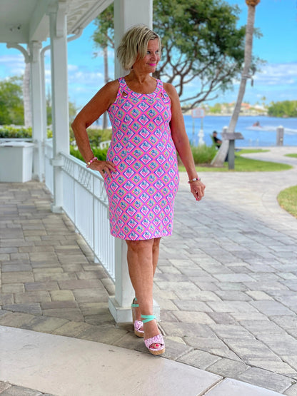 PALM TREE SIESTA HALTER DRESS