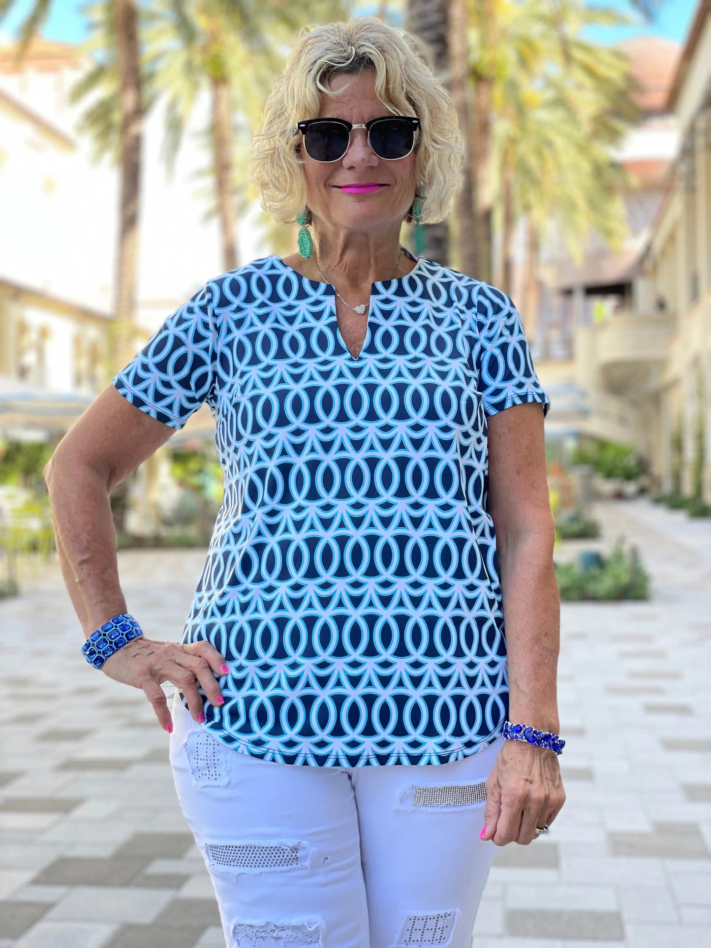 MELINA BLUE SHORT SLEEVE