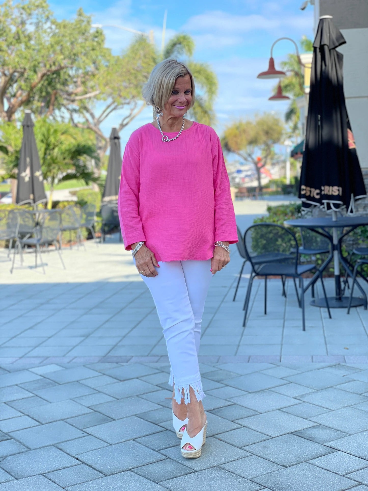 PINK LONG WAFFLE COTTON