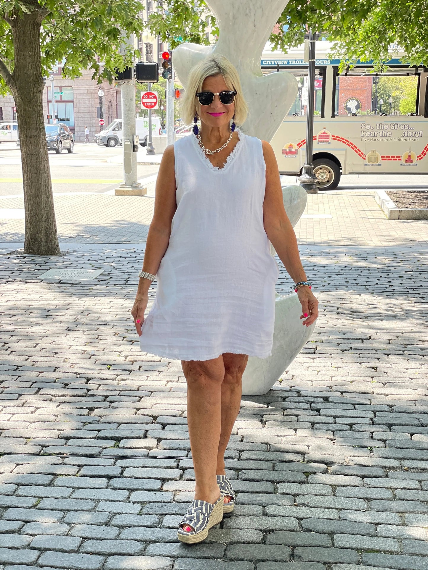 LULU-B WHITE LINEN DRESS
