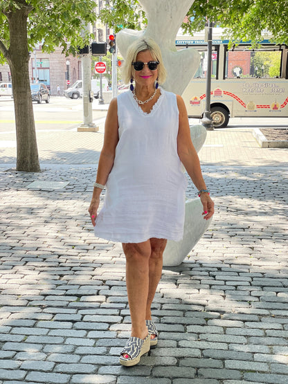 LULU-B WHITE LINEN DRESS