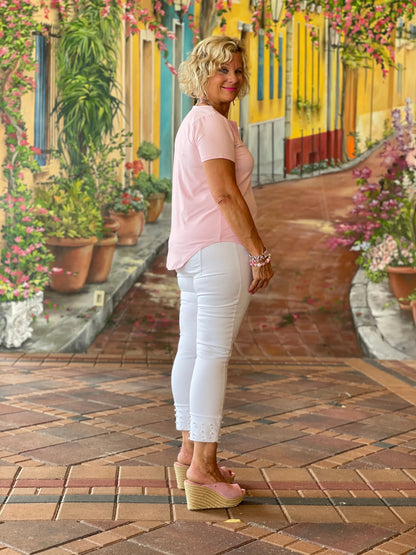 PALE PINK SHORT SLEEVE TOP