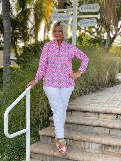 PALM TREE SIESTA HALF ZIPPER