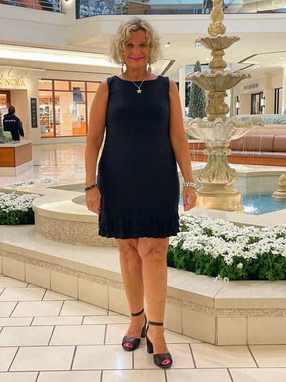 SIERRA BLACK SHIFT RUFFLE DRESS