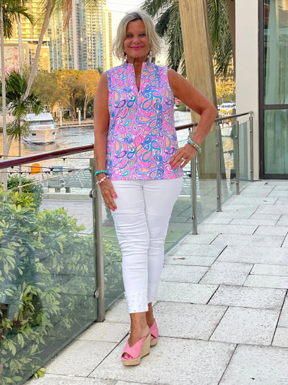 Paisley Sleeveless Zipper