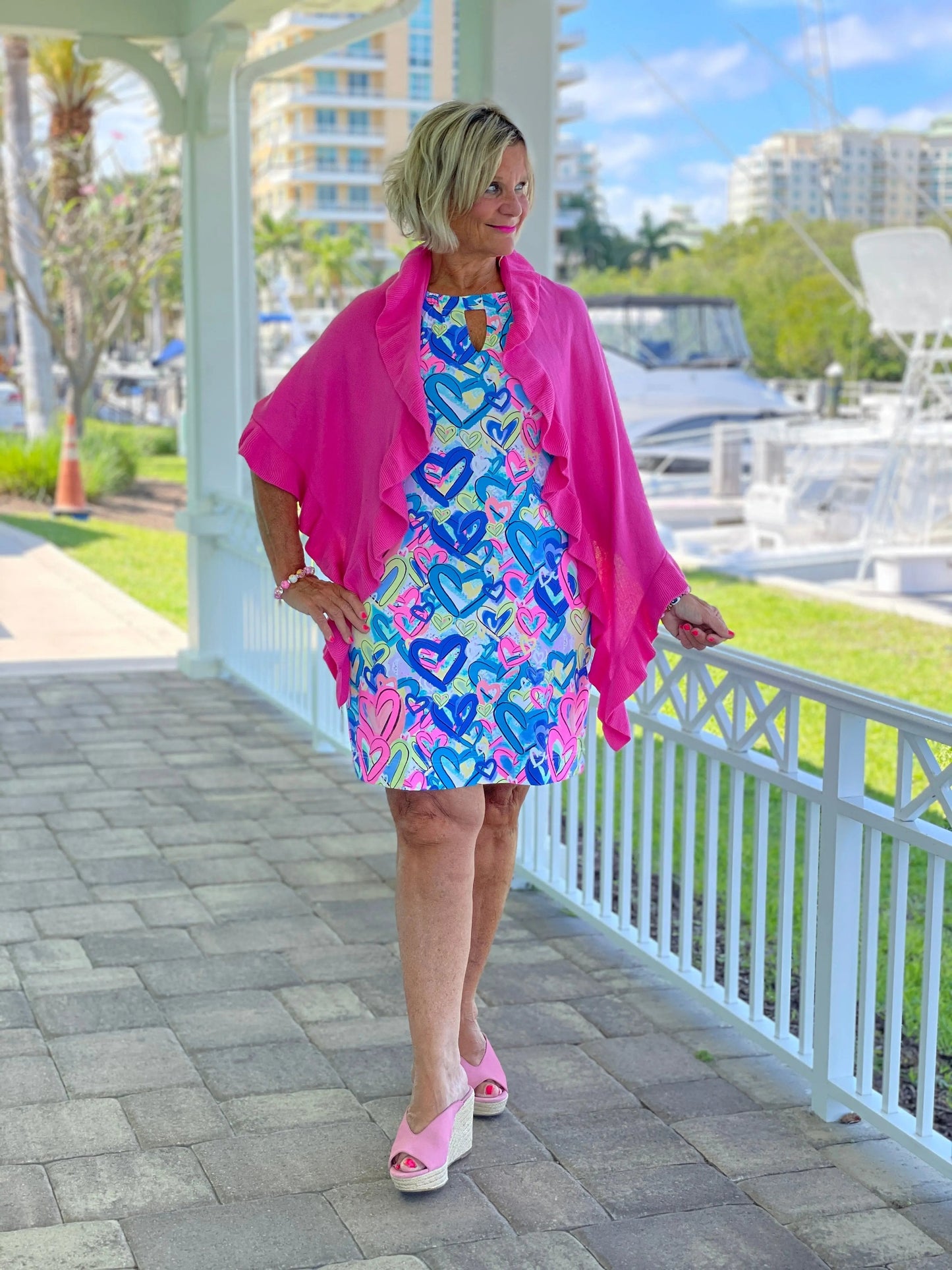 SECRET LOVE HEARTS LAYERED RUFFLE DRESS