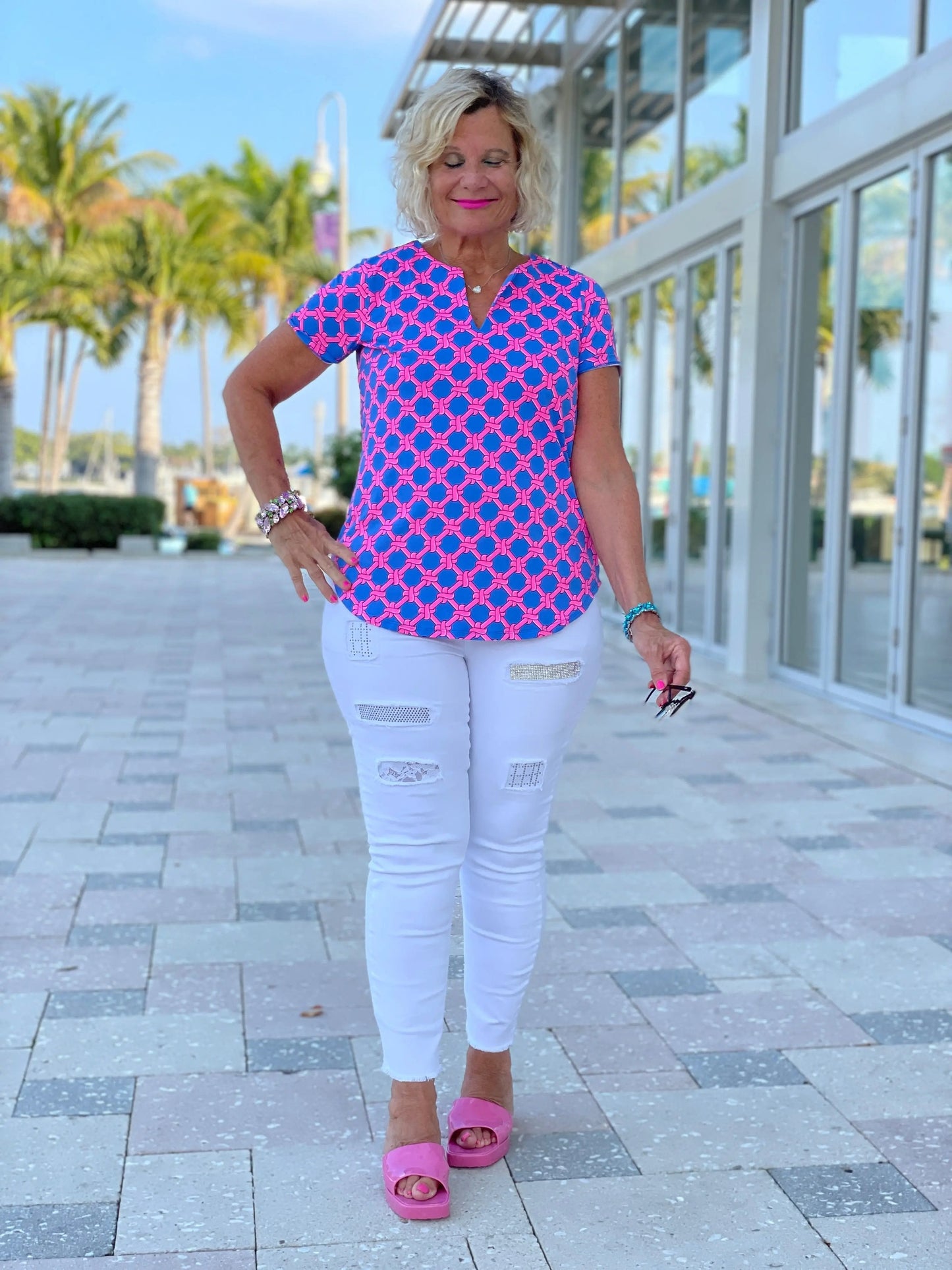 PINK SPADE SHORT SLEEVE TOP