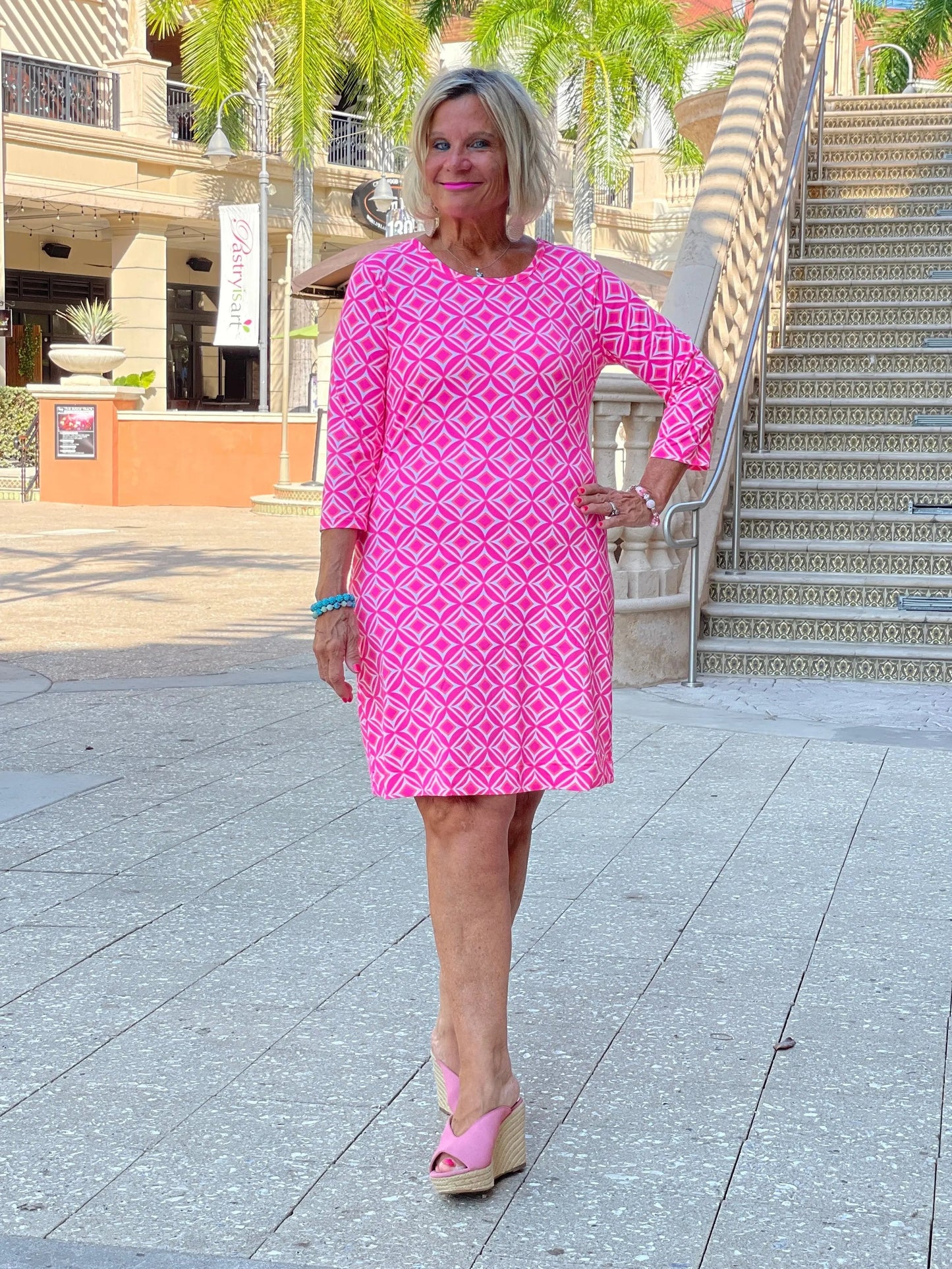 PINK DIAMONDS SLEEVE DRESS