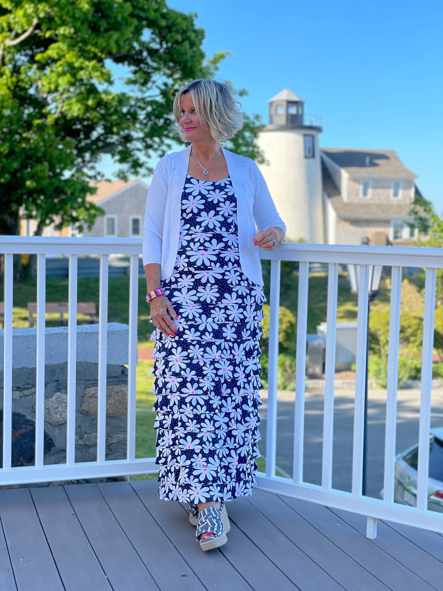 NAVY DAISY MAXI CHA CHA DRESS