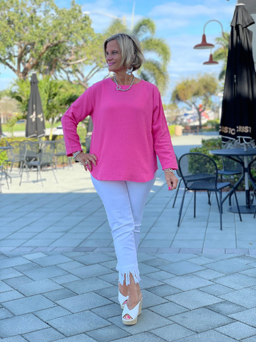 PINK LONG WAFFLE COTTON