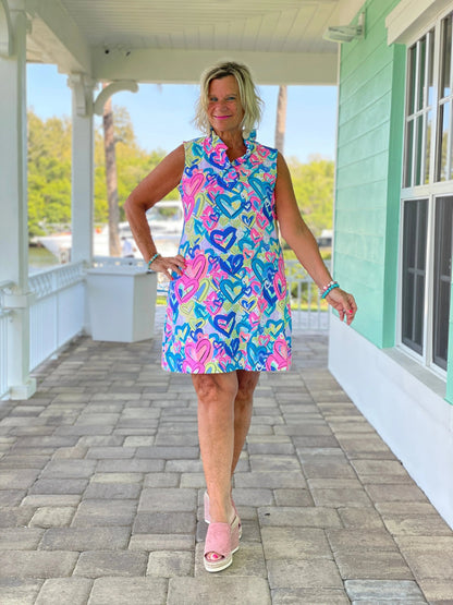 SECRET LOVE HEARTS RUFFLE DRESS