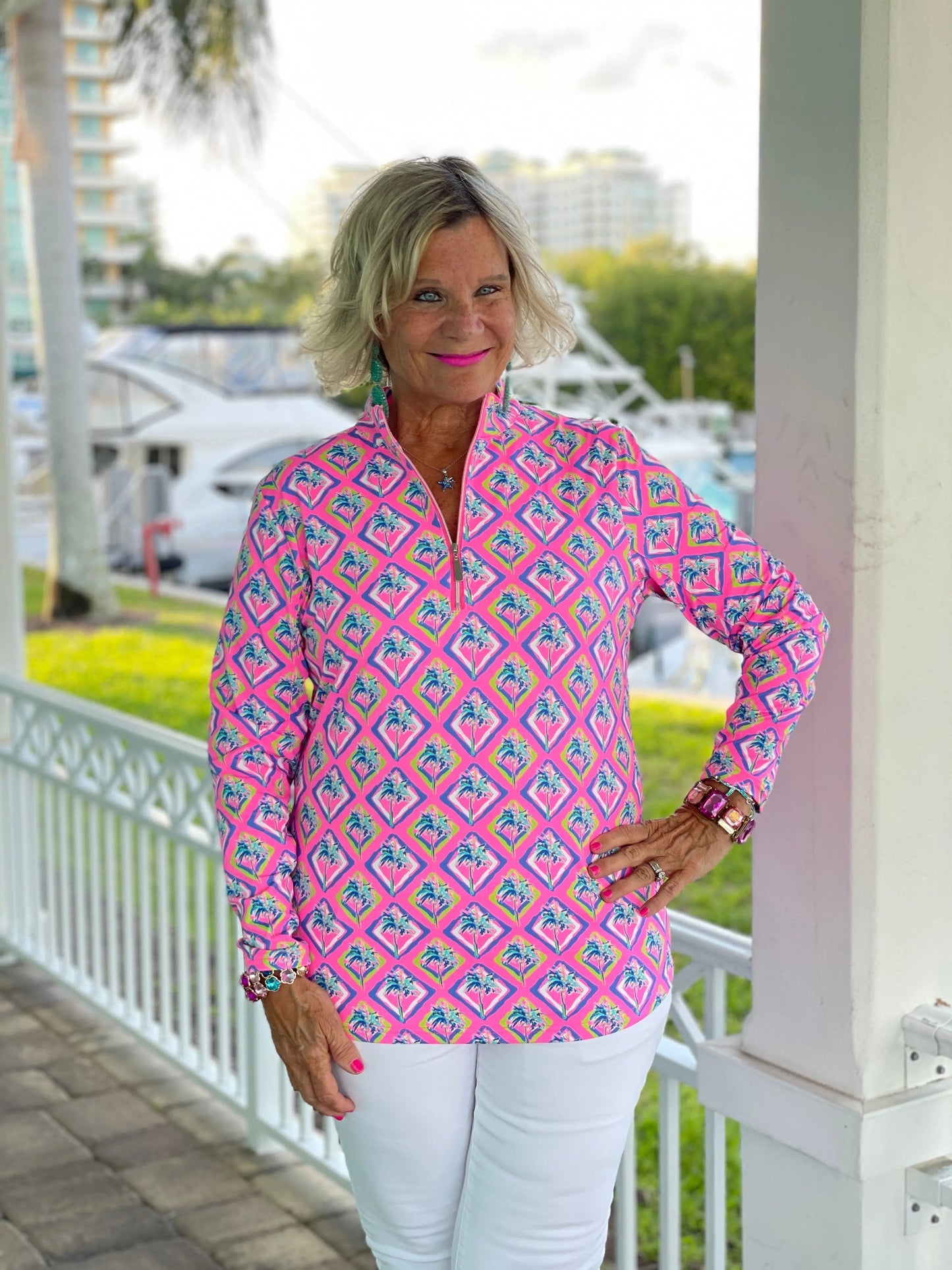 PALM TREE SIESTA HALF ZIPPER