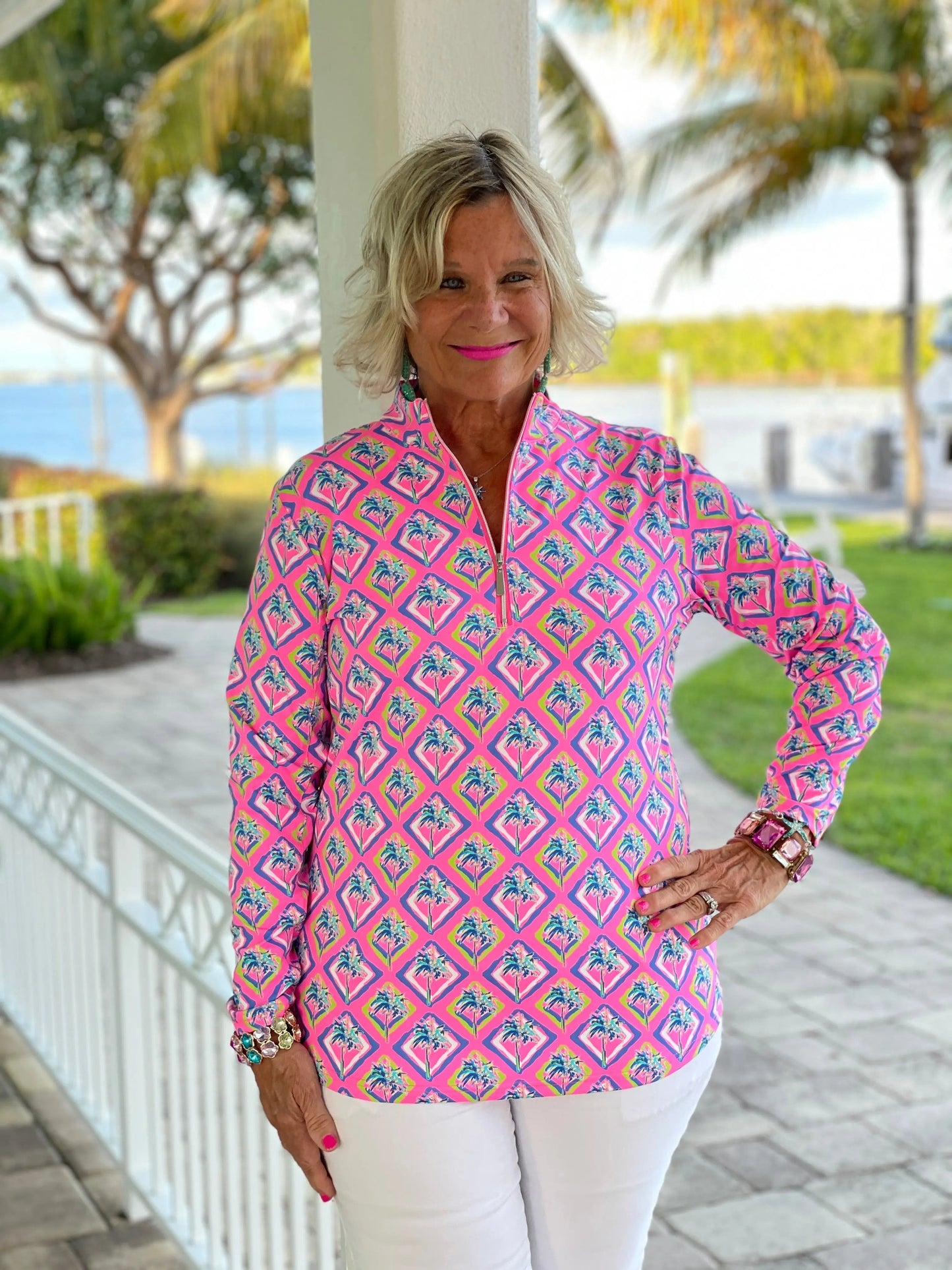 PALM TREE SIESTA HALF ZIPPER