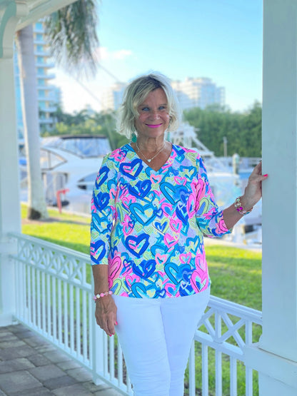 SECRET LOVE HEARTS V NECK