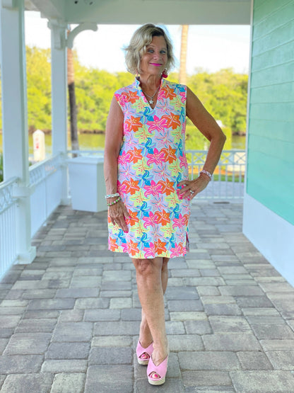 PALM BEACH GARDEN COLLAR DRESS