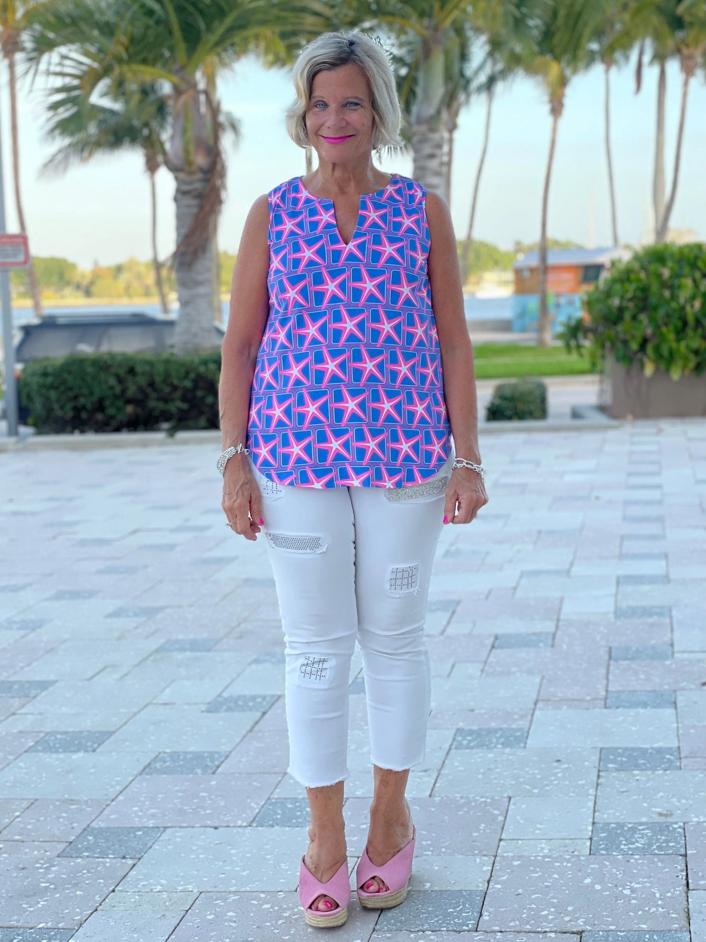 PINK STARFISH BEACH SLEEVELESS