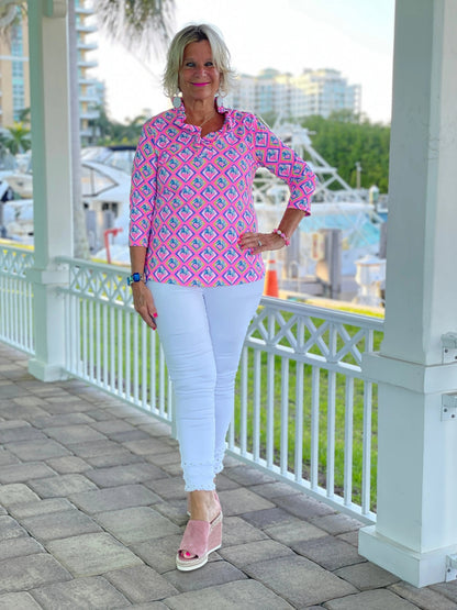 PALM TREE SIESTA RUFFLE TOP
