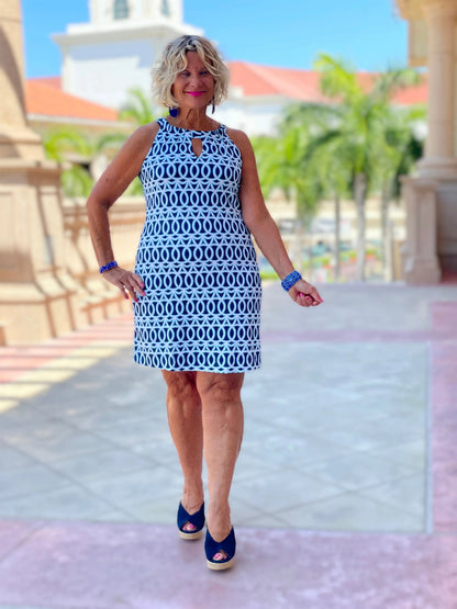 MELINA BLUE KEYHOLE DRESS