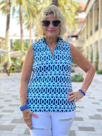 MELINA BLUE SLEEVELESS ZIPPER