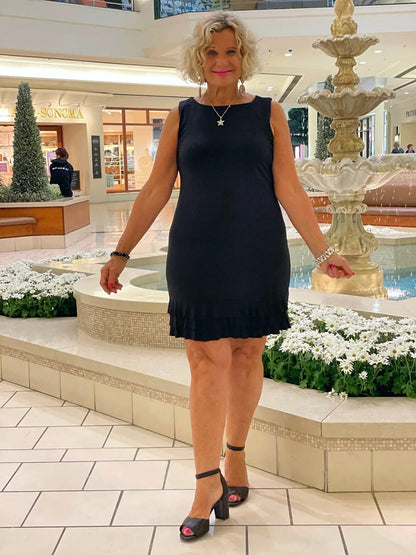 SIERRA BLACK SHIFT RUFFLE DRESS