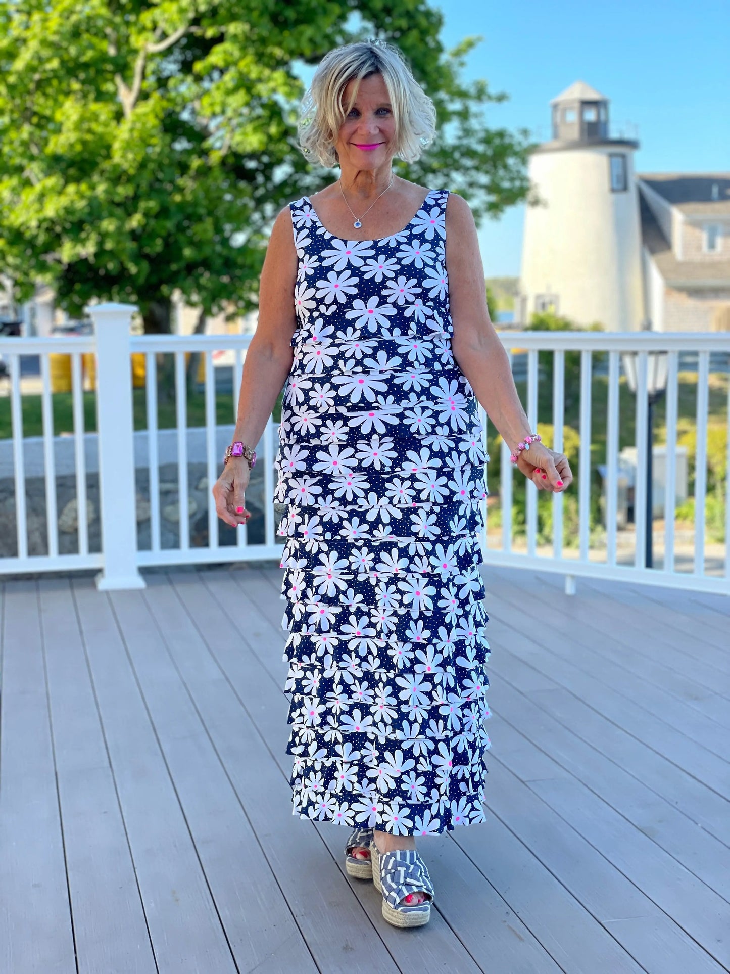 NAVY DAISY MAXI CHA CHA DRESS