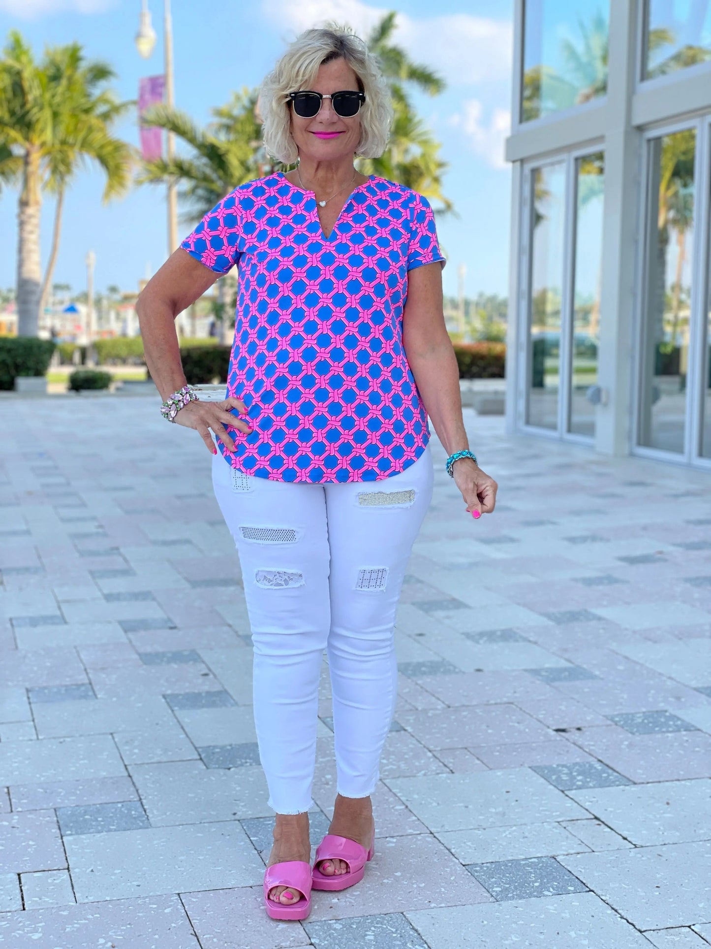PINK SPADE SHORT SLEEVE TOP