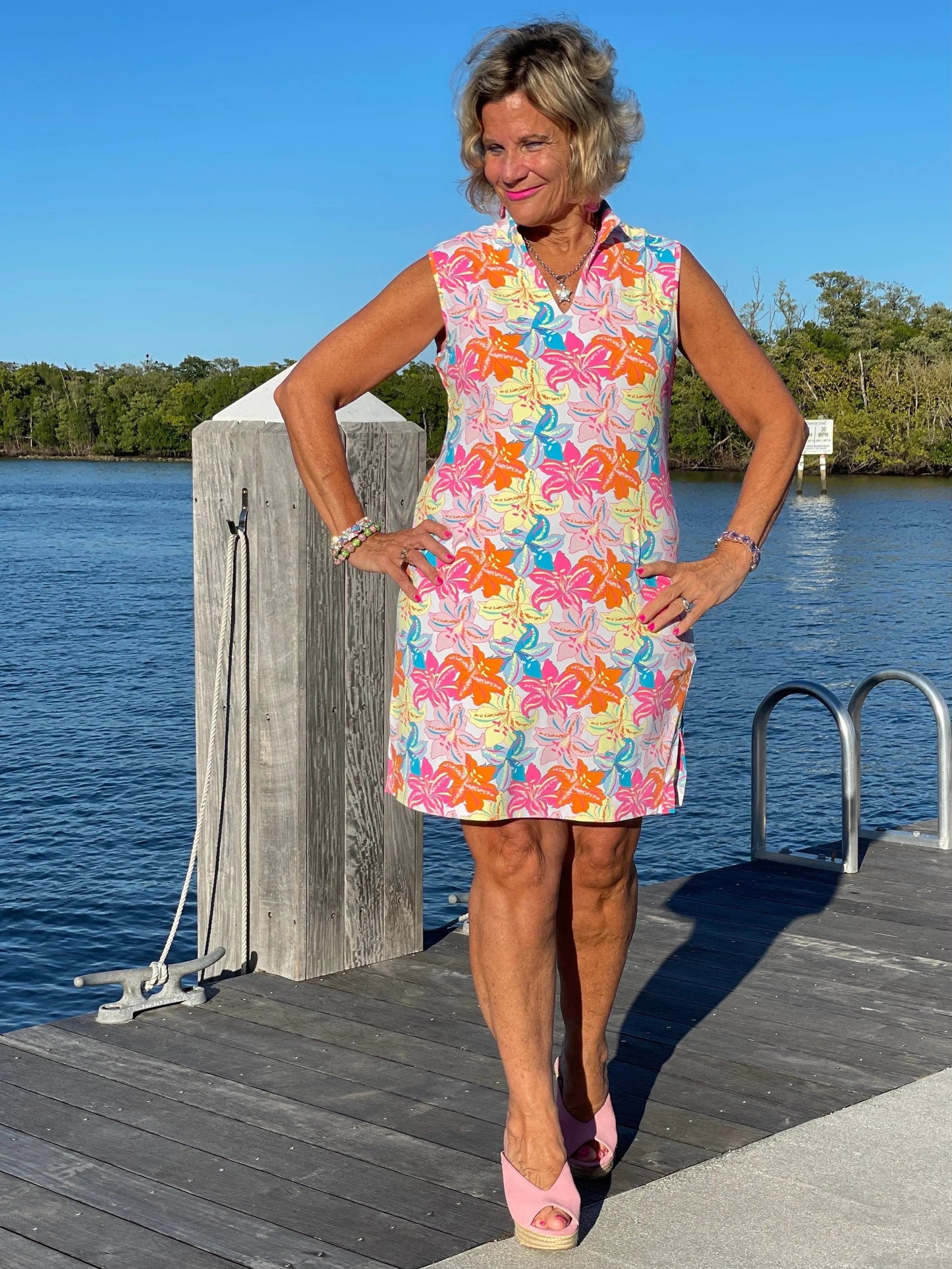 PALM BEACH GARDEN COLLAR DRESS