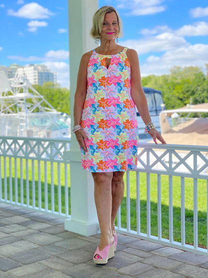 PALM BEACH GARDEN KEYHOLE DRESS