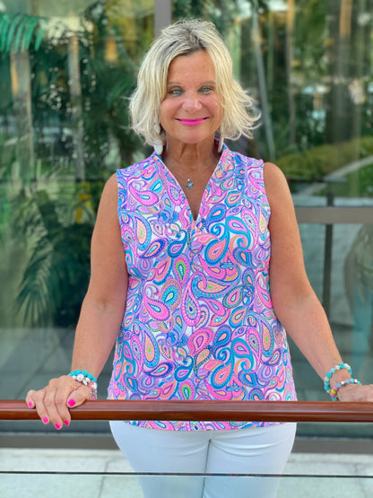 Paisley Sleeveless Zipper