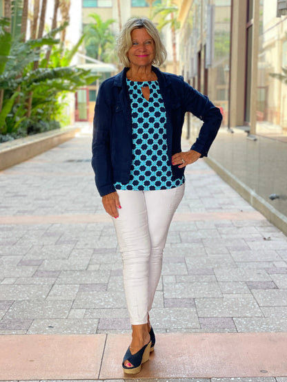 SEASIDE BLUE  KEYHOLE TOP