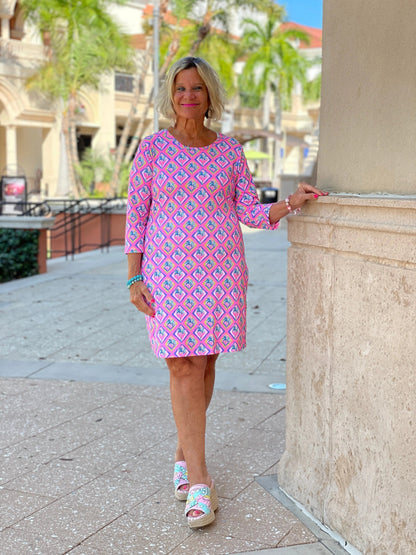 PALM TREE SIESTA SLEEVE DRESS