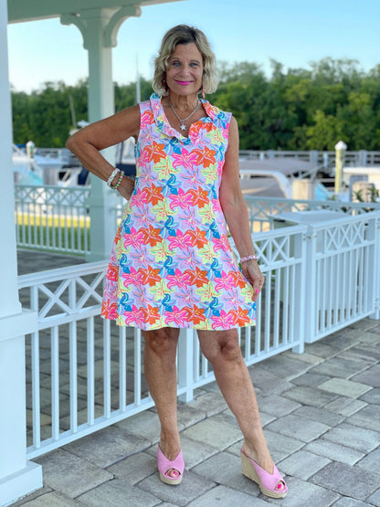 PALM BEACH GARDEN RUFFLE DRESS