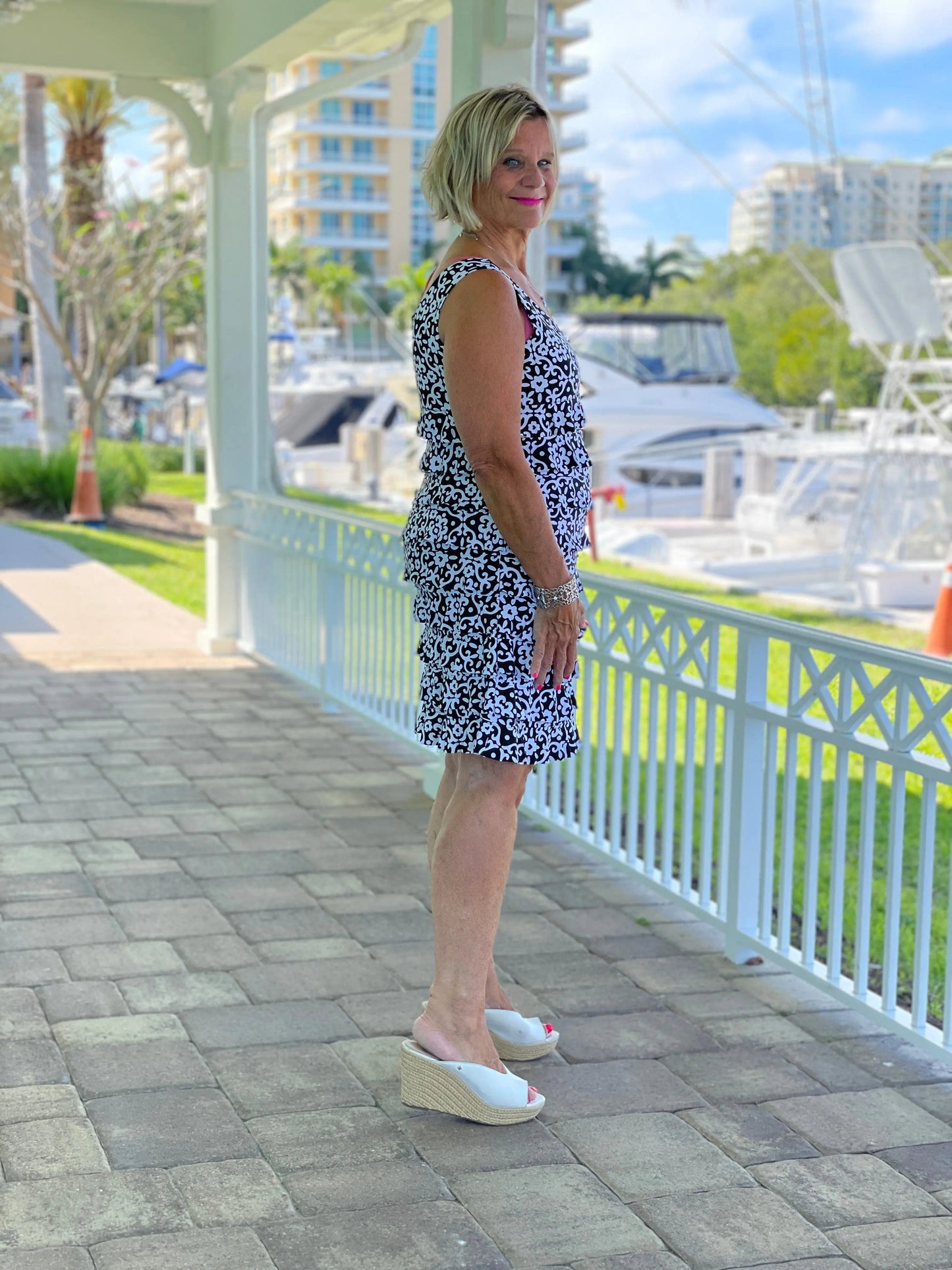 NAPLES DAY LAYERED RUFFLE DRESS