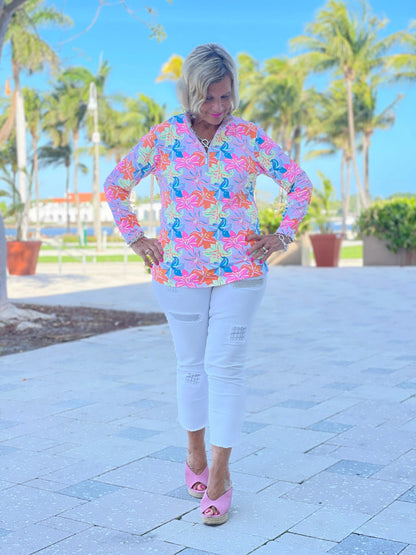 PALM BEACH GARDEN ZIPPER TOP